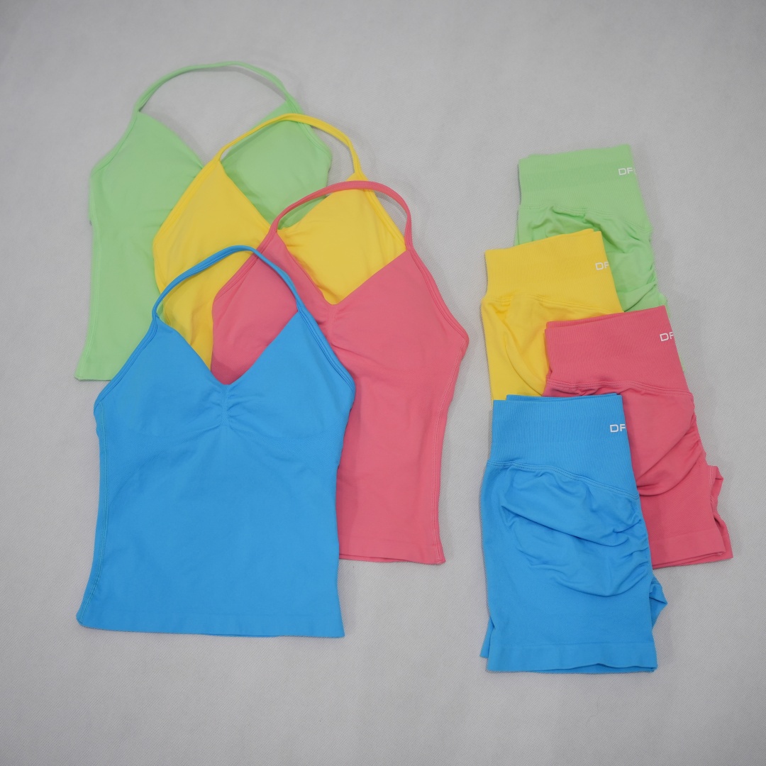 Pilates Yoga Set - DFDK Damen Nahtloses 2-Teiliges Workout-Set Rückenfreies