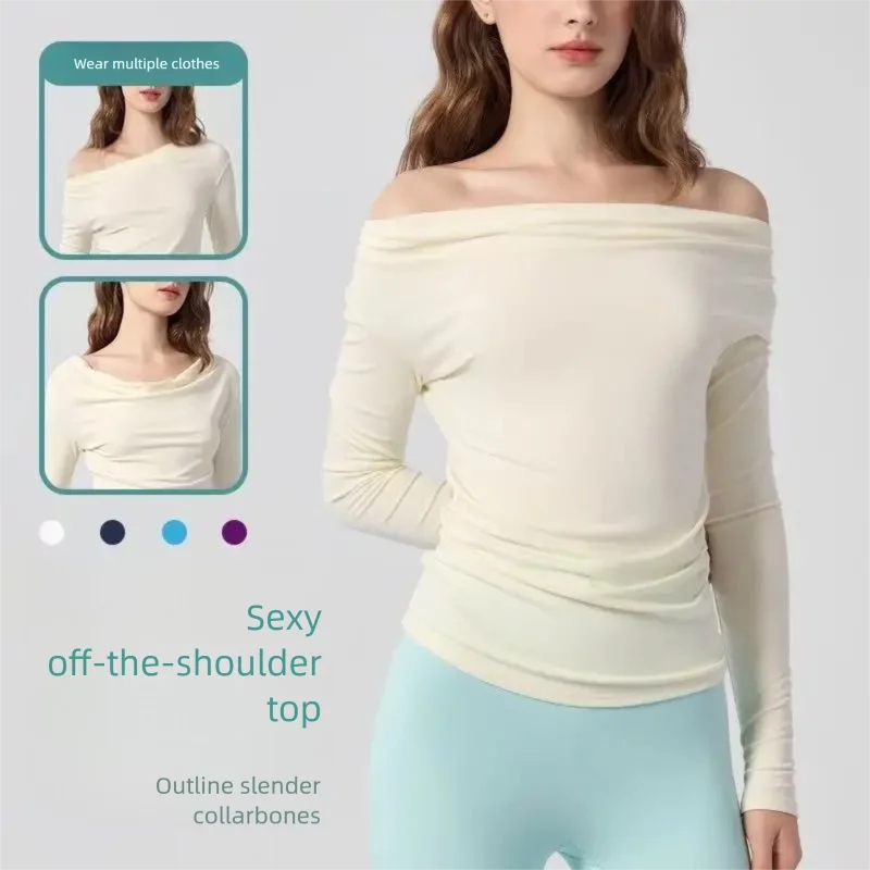 Pilates Yoga One - Neues Herbst-Langarm-Yoga-Gym-Workout-Oberteil, feminines One-Shoulder-Top, schlanke Sport-