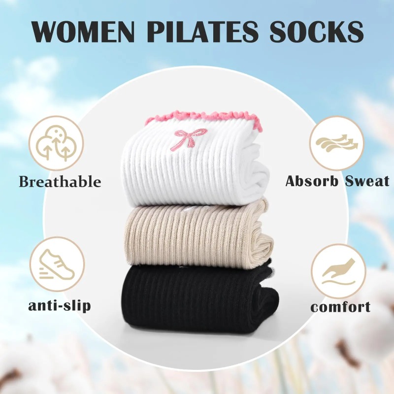 Pilates & Yoga Training Center - Professionelle Yoga-Socken, Baumwoll-Riemen mit Silikon-Antirutschbeschichtung für