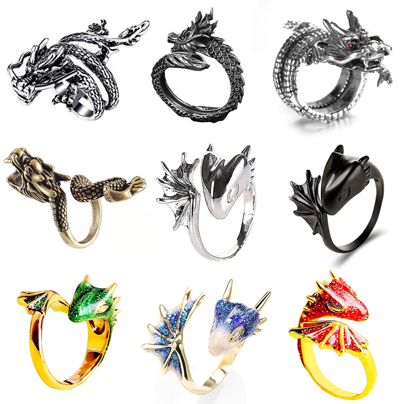 Pilates Ring Magic - Jisensp Gothic Punk Drachenring für Männer,
