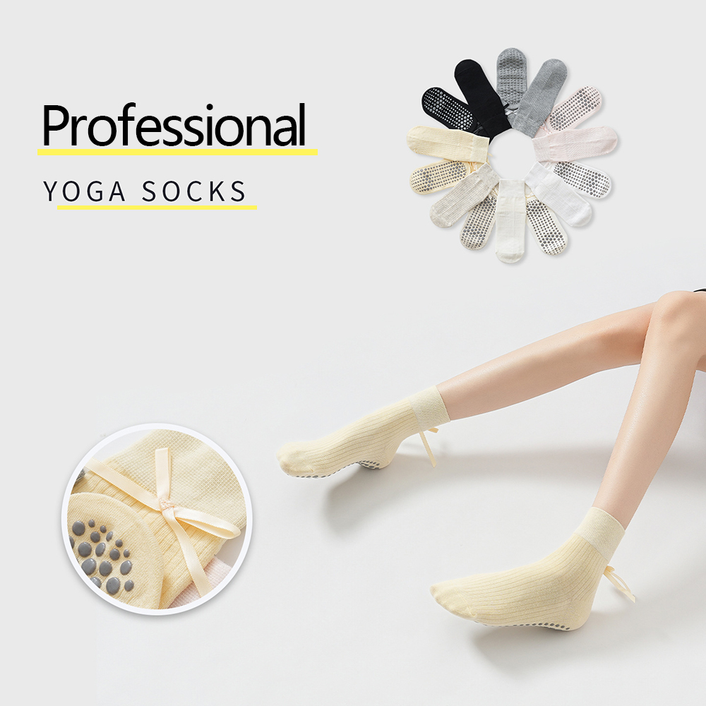 Pilates & Yoga Training Center - Niedliche Schleifen-Yoga-Socken für Mädchen, süße Trend-Pilates-Fitness-Sportsocken,