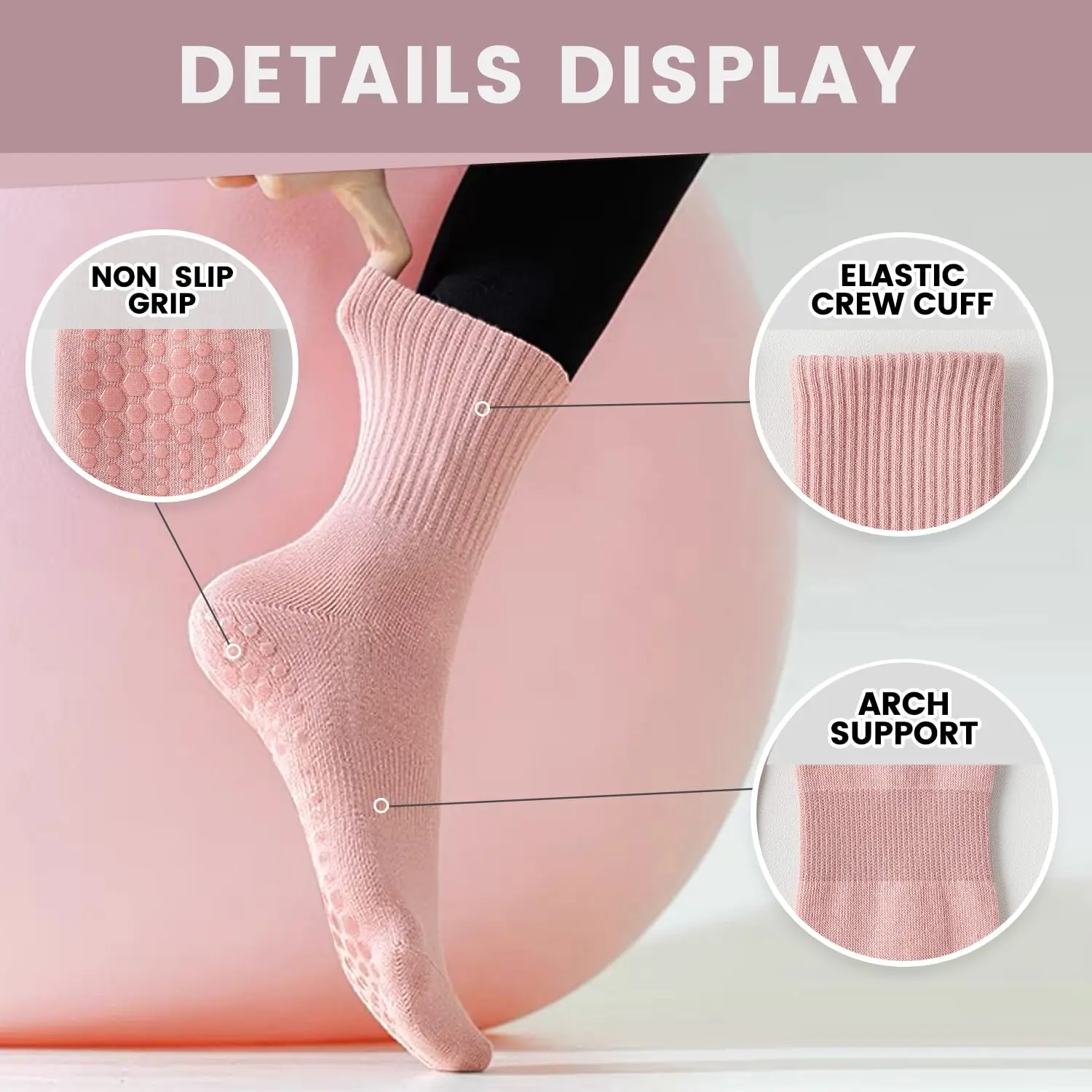 4 Paar Damen-Yoga-Socken, einf – Pilates & Yoga Training Center Bewertung und Preis